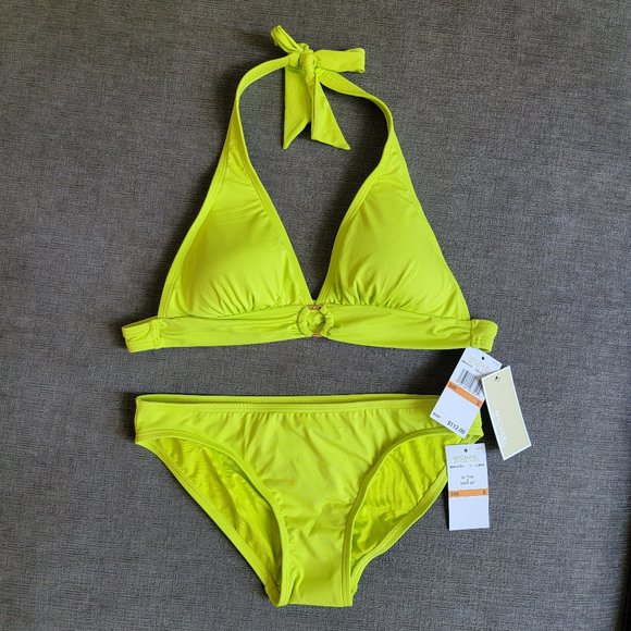 Michael Kors Other - MICHAEL KORS Women's Green Logo Ring 2 Piece Bikini set Top & Bottom Size Small